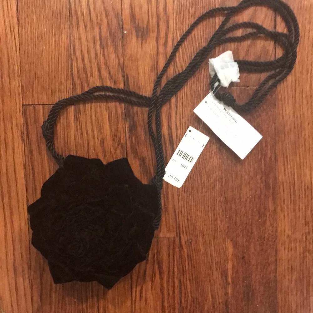 Black Velvet Scalloped Rose- Talbots Kids- Mini Bag